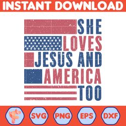 She loves Jesus and America Too Svg, USA Svg, Patriotic Svg, America Retro Svg, Independence Day Svg