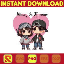 Chicano Always and Forever Couple Png, Valentines Day Png, Spanish Couple Valentine Design, Old School Cholo Couple (1)
