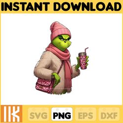 Pink grinch png, Boujee Grinch Png, Cute Grinchmas Png, Christmas Png Sublimation Design, Green Guy Png (3)