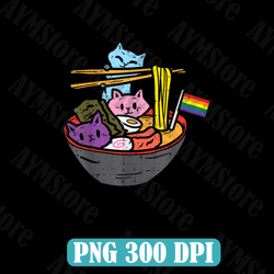 Rainbow Flag Cats Ramen Anime Gay Pride Month LGBTQ Ally Png