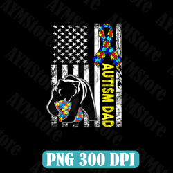 Dad Autism Awareness American Flag Fathers Day For Men Daddy Png, Autism Awareness Png