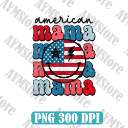 Retro American Mama American Flag Cute 4th Of July Patriotic Png, 4th Of July Png