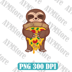 Sloth Holding Pepperoni Pizza Funny Foodie Animal Lover Gift Png, Sloth Pizza Png