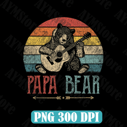 Cute Papa Bear Vintage Father's Day Retro Dad Guitar Best Dad Daddy Father's Day