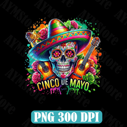 Western Mexica Fiesta Skull With Sombrero Png Sublimation Design, Cinco De Mayo Png,Sombrero Png,Sombrero Clipart