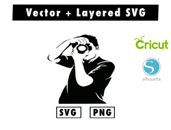 photograph silhouette. people use camera vector illustration files for cricut machine , anime svg , manga svg , Goku svg