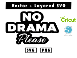 NO DRAMA please svg and png files for cricut machine , anime svg , manga svg , Goku svg