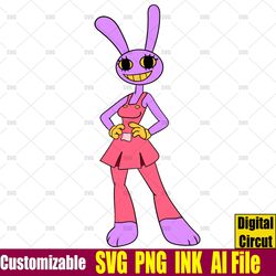 Female Jax from the amazing digital circus SVGFemale Jax  Bubble SVG ink Png coloring page, Jax Circut desgin space