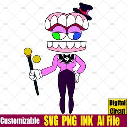 Female Caine from the amazing digital circus SVG Female Caine SVG ink Png coloring page, Cain Circut desgin space