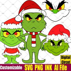 Grinch Svg, Grinch Christmas  Svg, Grinch Christmas PNG,  Dr. Seuss Characters, Svg,png,Ink Circut desgin space