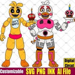 CHICA Five Nights at Freddy's SVG FUNTIME CHICA SVG Coloring pages FUNTIME CHICA SVG ,png,Ink Circut desgin space