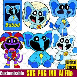 Pomni Humanized Bubba from Poppy Playtime SVG Smiling Critters Coloring page Humanized Bubba, PNG, Circut desgin space