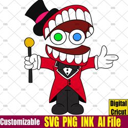 Caine SVG Caine From the amazing digital circus SVG Caine Coloring pages Pomni and Jax SVG png,Ink Circut desgin space
