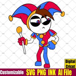 Pomni SVG Caine From the amazing digital circus SVG Pomni Coloring pages Pomni SVG png,Ink Circut desgin space