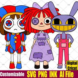 Pomni SVG From the amazing digital circus RagathaSVG Vector Coloring pages Pomni Sticker SVG png,Ink Cricut desgin space