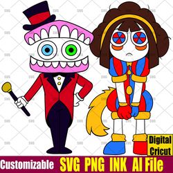 Pomni, Caine From the amazing digital circus Pomni SVG Vector Coloring pages Caine SVG png,Ink Cricut design space