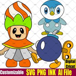 Customizable Piplup Pokemon SVG Coloring pages Bob-Omb from Super Mario SVG, Poplin SVG, Ink Cricut desgin space