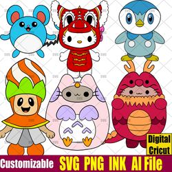 Customizable Marill Pokemon SVG, Bob-Omb, Pusheen, Hello Kitty Dragon,Piplup Pokemon, Poplin   SVG Cricut desgin space