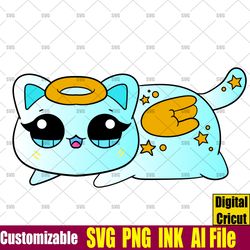 Customizable Angel Cat  Aphmau MeeMeows Vector Coloring Pages Angel Cat  Aphmau MeeMeows SVG, Ink Cricut desgin space