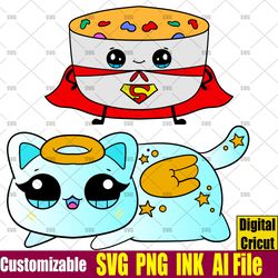 Customizable Angel Cat  Aphmau MeeMeows Vector Coloring Pages Bowl of Soup Souper Hero SVG, Ink Cricut desgin space