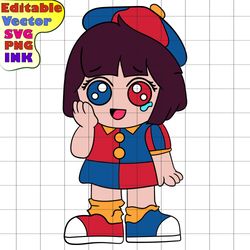 Pomni girl From the amazing digital circus SVG Pomni Vector Coloring pages Pomnir SVG, Png, Ink Cricut desgin space