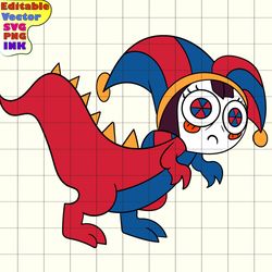 Pomni T-Rex From the amazing digital circus Pomni SVG Vector Coloring pages Pomni SVG, Png, Ink Cricut desgin space