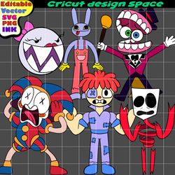 Customizable Pomni, Gangle, Jax, Caine, Bubble, From the amazing digital circus Vector, Png, Ink Cricut desgin space