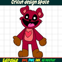 Humanized Bobby BearHug SVG Vector Coloring Pages Smiling Critters Bobby BearHug ,SVG, Ink Cricut desgin space