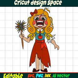 Damaged Miss Delight from Poppy Playtime Chapter 3 SVG Vector Coloring Page Png, SVG Cricut desgin space.