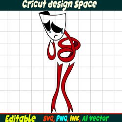 Editable Gangle from the amazing digital circus SVG Vector Coloring Page Gangle Png, SVG. Ink Cricut desgin space