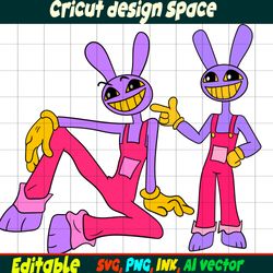 Editable J the amazing digital circus jax from SVG Vector Coloring Page Jax Png, SVG. Ink Cricut desgin space Jax Circus