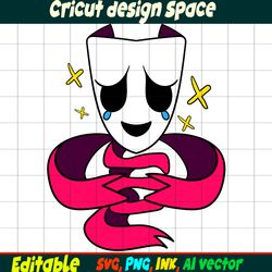 Editable The amazing digital circus Gangle SVG, Vector Coloring Page Gangle Png, SVG. Ink Cricut desgin space Gangle.