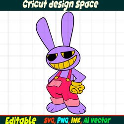 Editable Jax from the amazing digital circus SVG Vector Coloring Page Jax Png, SVG. Ink Cricut desgin space Jax Circus.
