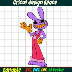 Editable Jax from the amazing digital circus SVG, Vector Coloring Page Jax Png, SVG. Ink Cricut desgin space Jax Circus.