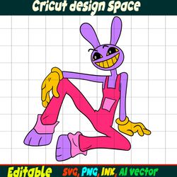 Editable Jax from the amazing digital circus SVG, Vector Coloring Page Jax Png, SVG Ink,Cricut desgin space Jax Circus.