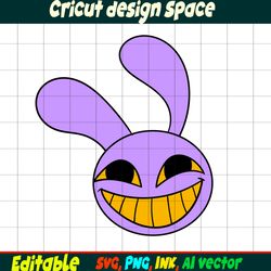 Editable Jax from the amazing digital circus SVG Vector Coloring Page Jax Png, SVG Ink,Cricut desgin space Jax Circus