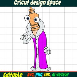 Editable KInger from the amazing digital circus SVG Vector Coloring Page KInger Png, SVG Ink,Cricut desgin space Circus