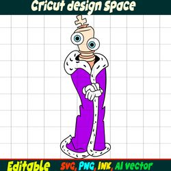 Editable KInger from the amazing digital circus SVG Vector Coloring Page KInger Png, SVG Ink,Cricut desgin space Circus.