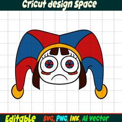 Editable Pomni from the amazing digital circus SVG Vector Coloring Page Pomni Png, SVG Ink,Cricut desgin space Circus