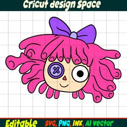 Editable Ragatha from the amazing digital circus SVG Vector Coloring Page Ragatha SVG Ink,Cricut desgin space Circus