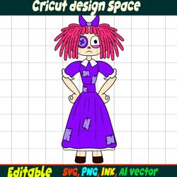 Editable Ragatha from the amazing digital circus SVG Vector Coloring Page, Ragatha SVG Ink Cricut desgin space Circus.