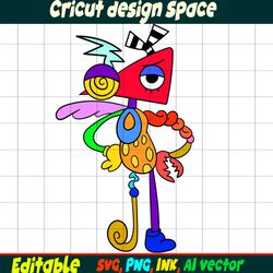 Editable Zooble from the amazing digital circus SVG, Vector Coloring Page, Zooble SVG Ink Cricut desgin space Circus