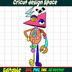 Editable Zooble from the amazing digital circus SVG, Vector Coloring Page, Zooble, SVG Ink Cricut desgin space Circus.