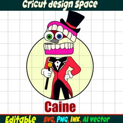 Editable Caine Sticker from the amazing digital circus SVG, Vector Coloring Page, Caine Ink Cricut desgin space Circus