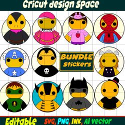 Bundle Pack Wobbly life SVG Stickers , Wobbly life Superheros Png Coloring pages SVG, Png Wobbly Printable for Birthday