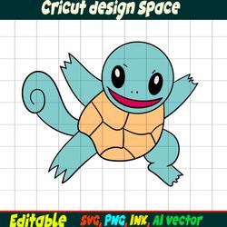 Squirtle SVG,Squirtle Png,Squirtle Ink, Charmander Coloring pages Birthday Gift, Cut file Print
