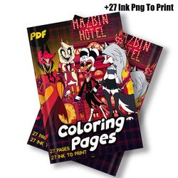 Coloring Pages Angel Dust,Moxxie,Niffty Hazbin Hotel SVG Alastor Svg, Png,Ink Digital Download For Kids, Boy