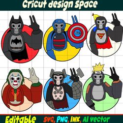 Gorilla Tag Stickers SVG Editable, Gorilla Tag PNG Coloring pages, Gorilla Tag Printable for Birthday Gift, Gorilla Tag