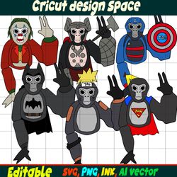 Gorilla Tag Stickers SVG Editable, Gorilla Tag PNG Coloring pages, Gorilla Tag Printable for Birthday Gift, Gorilla Tag.