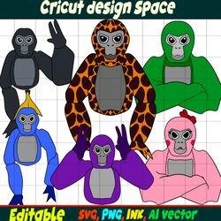 Editable Gorilla Tag SVG, Gorilla Tag PNG Coloring pages, Gorilla Tag Printable for Birthday Gift, Gorilla Tag Cut file
